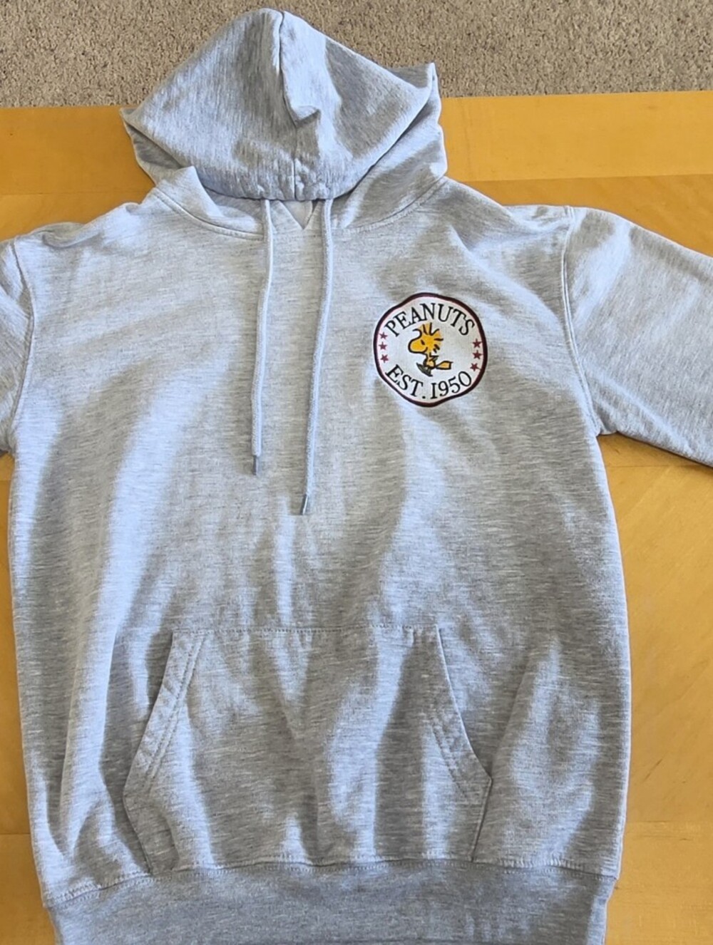 Peanuts Snoopy Woodstock Graphic Hoodie – Gray Pullover Size S Womens